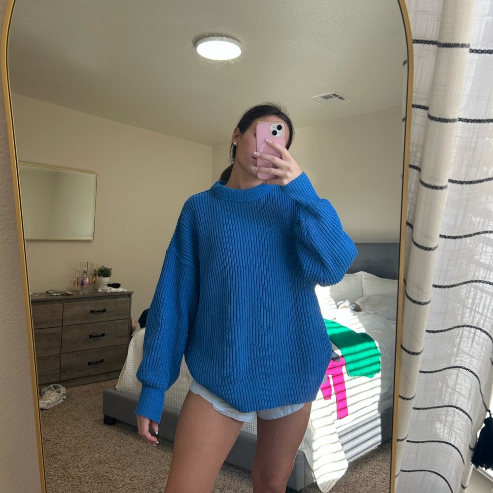 Aerie Blue Oversized Knit Sweater Size XS! - Picture 4 of 4